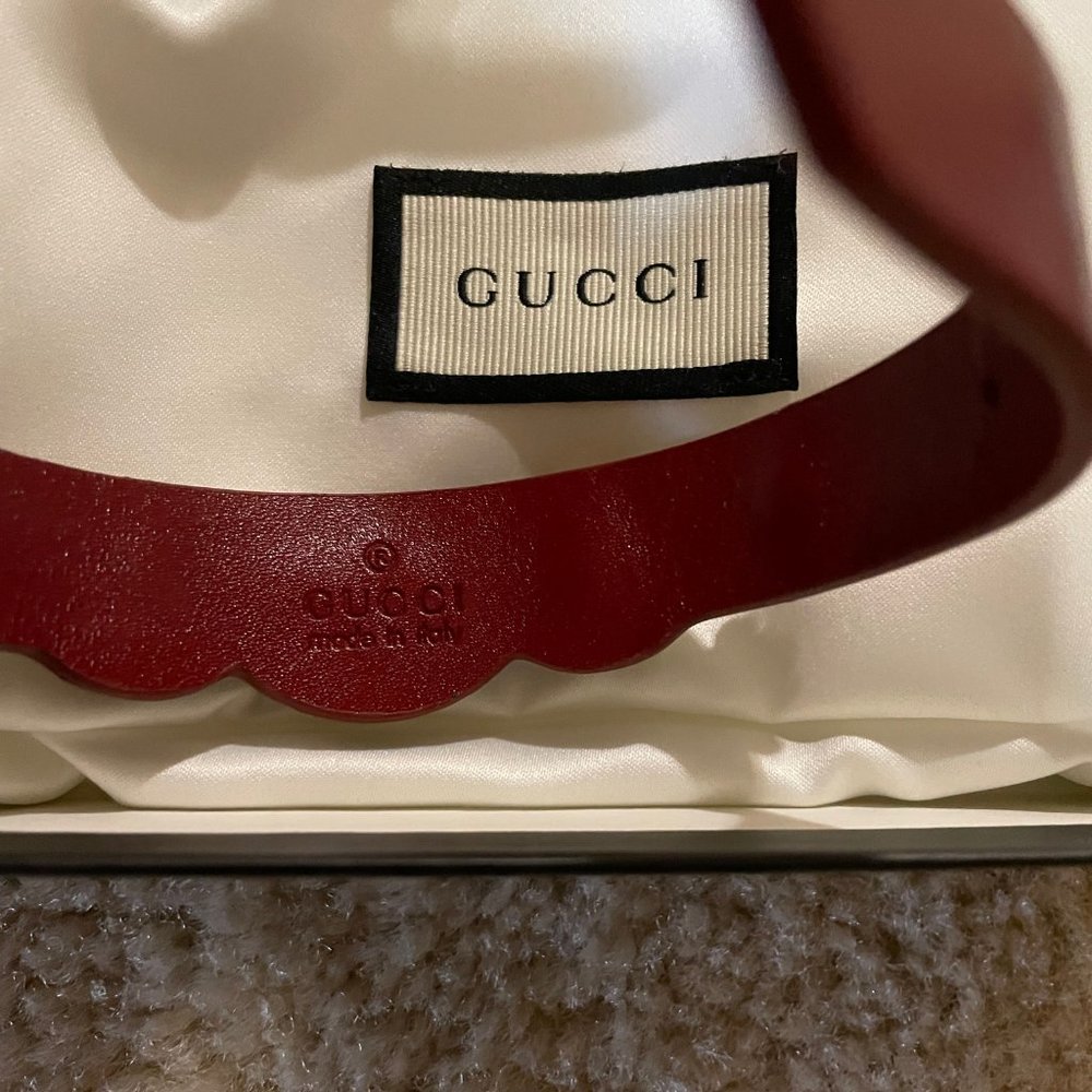NEW!  Gucci Red Leather Studded Bracelet - Picture 4 of 5